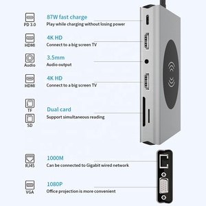 OEM USB C USB 3.0 lettore di schede adattatore per Docking Station per Laptop 14 In 1 multifunzione da tipo C a doppio Hub HDMI con Ethernet - Product Image 4