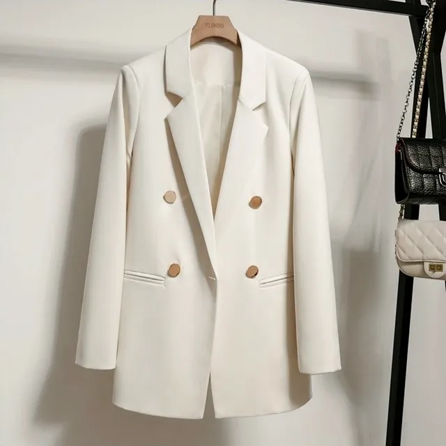 Nouveau femmes mode veste haut revers col luxe bouton Blazer haut grande taille femme élégant costume manteau