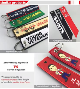 Cá nhân hoá biểu tượng tùy chỉnh thiết kế vải dệt thêu Keychain máy bay phản lực tag - Product Image 5