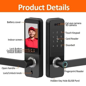 Tuya Wi-Fi telecomando biometrico riconoscimento del volto Smart Lock Password digitale impronta digitale serratura porta con la macchina fotografica campanello