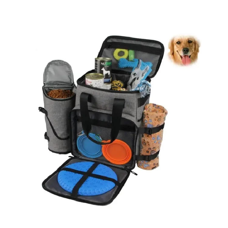 Tas penyimpan makanan hewan, Kit penyimpanan Terbaik ramah lingkungan, tas ransel Tote anjing kucing dengan mangkuk