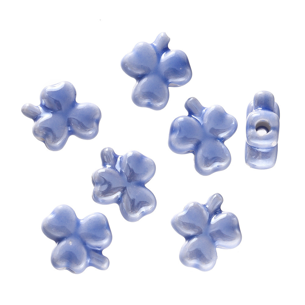 Perles Trèfle en Céramique - Bleu Profond