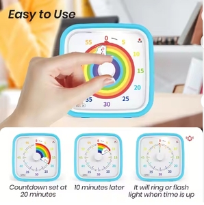 Pomodoro นาฬิกาจับเวลาสำหรับเด็ก, นาฬิกาตั้งเวลาในครัวจับเวลานับถอยหลังผลิตภาพการศึกษาจับเวลาสำหรับเด็ก - Product Image 4