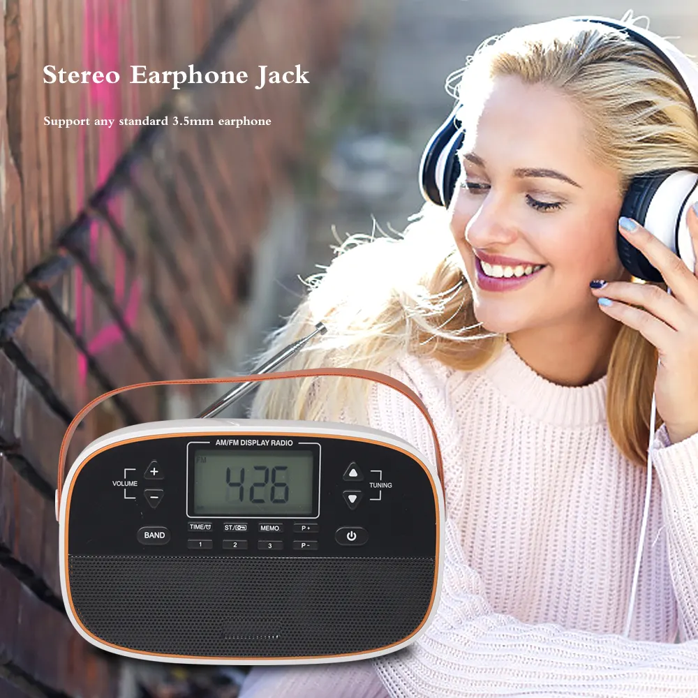 La migliore ricezione all'ingrosso grande Display LCD AM FM Radio sveglia Sleep Radio portatile con USB per la casa