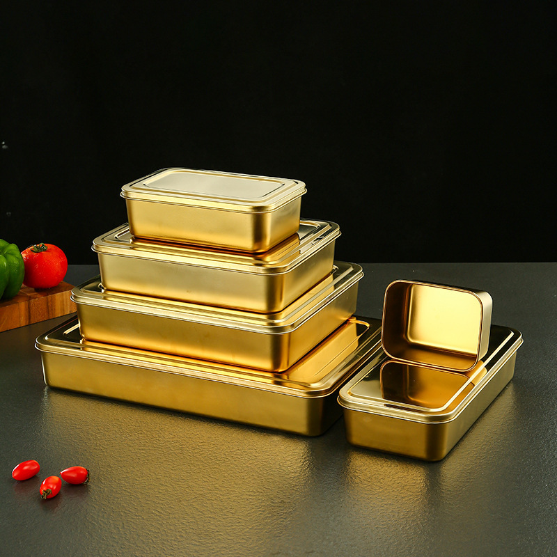 Tiramisu dish, 13.5*10*5cm (gold), with lid.