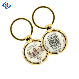 Personalizzabile NFC QR Code Pet ID Tag Mini RFID controllo di accesso portachiavi con struttura in metallo animale stampabile assorbe PET ID NFC TAG - Product Image 4