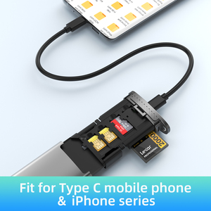 All-in-One tragbares Speicherkartenetui mit Kartenleserfunktion für SD-, TF- und SIM-Karten