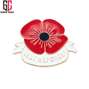 15 Years Factory stock Princess Kate's Commemorative Corsage metal enamel lapel pin Poppy <strong>Brooch</strong> - Product Image 4