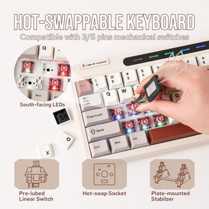 KF101 External Monitor Three-mode RGB Backlight ABS Material <strong>Multi</strong>-<strong>function</strong> Rocker Mechanical <strong>Keyboard</strong> - Product Image 5