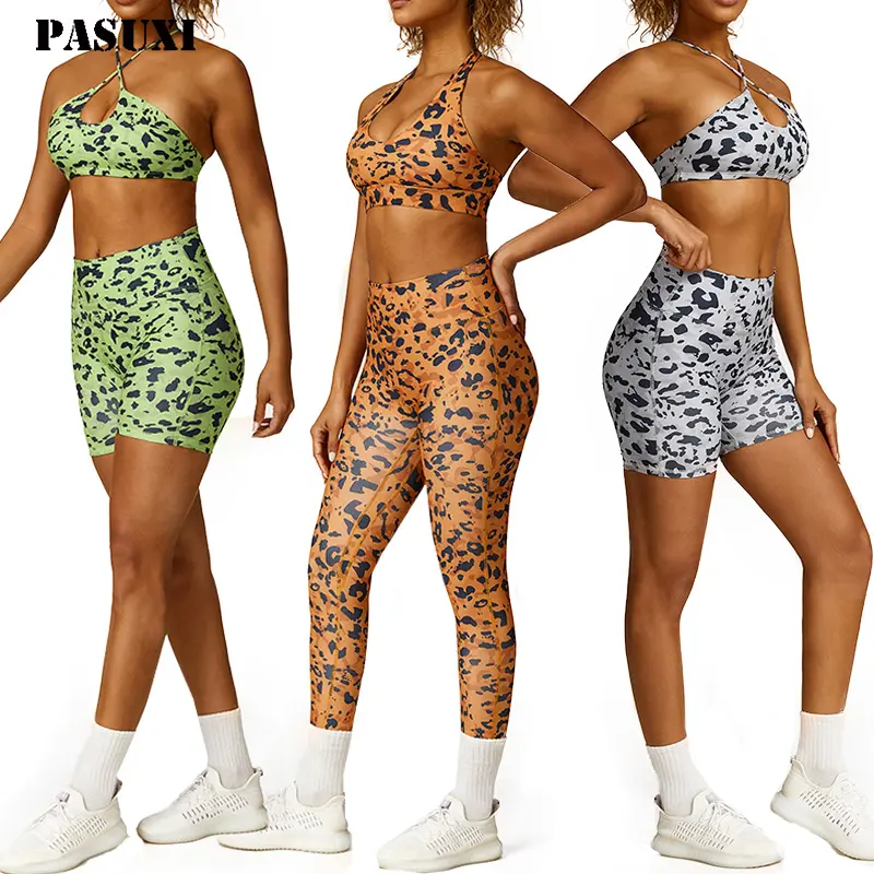 PASUXI Wholesale Gym fitness Printed Running Yoga Bra Top Activewear High Waist Yoga Pants Leggings for Women