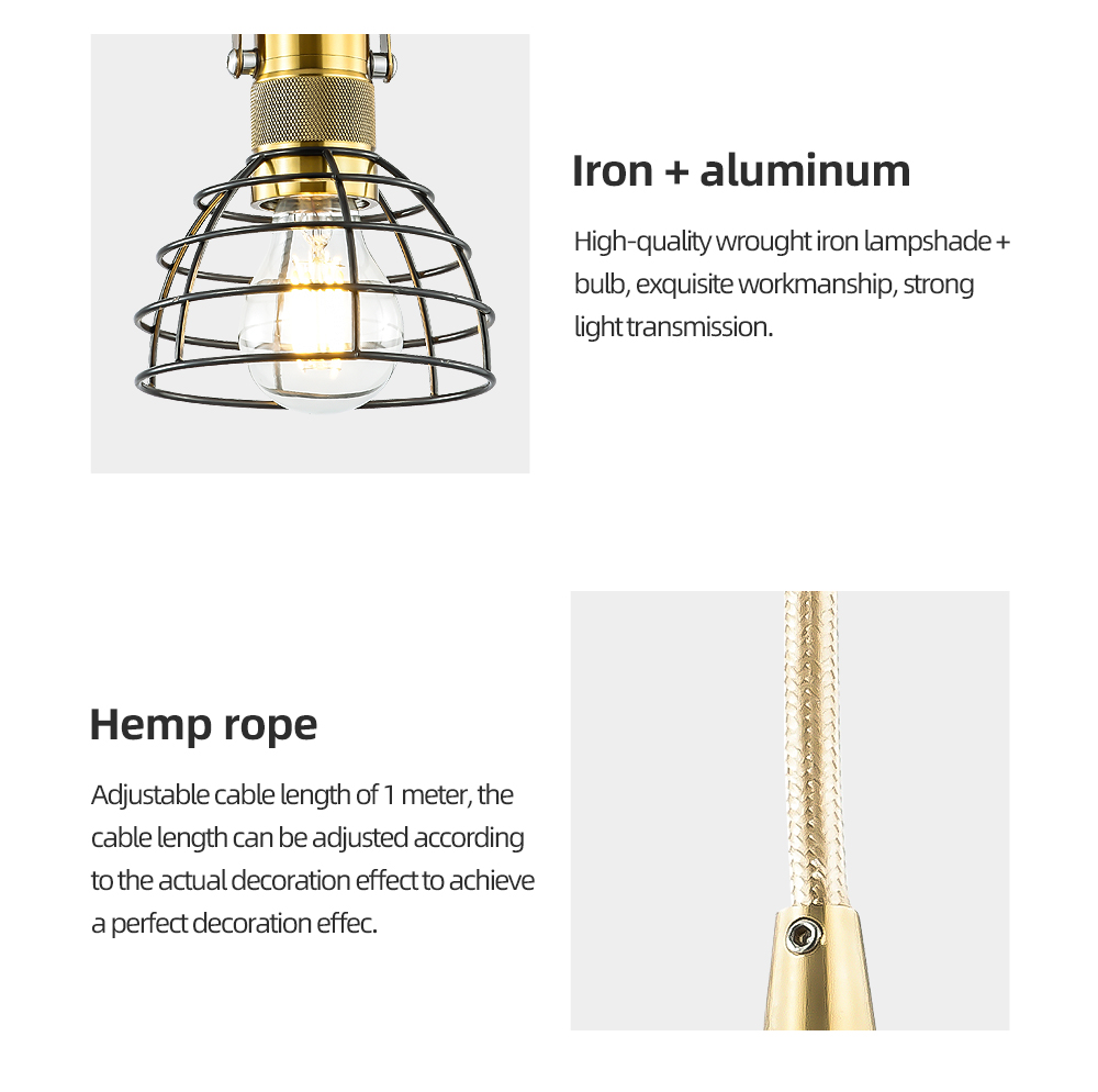 Retro Industrial Pendant Lights Semicircle Creative Coffee Shop Bar Table Single Head Wrought Iron Net Pot Lid Chandelier