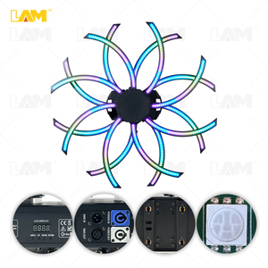 New Styles Stage Lights Double Layer Rotatable DMX Control 16 Leaves 576*0.3W <strong>LED</strong> 5050 <strong>RGB</strong> 3in1 Lamp Bead Windmill Light for DJ - Product Image 6
