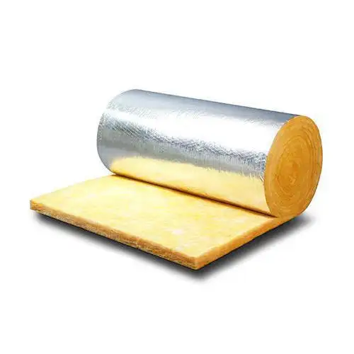 Isolamento in fibra di vetro coperta 50 millimetri glasswool rotolo in fibra di lana di vetro con un foglio di alluminio