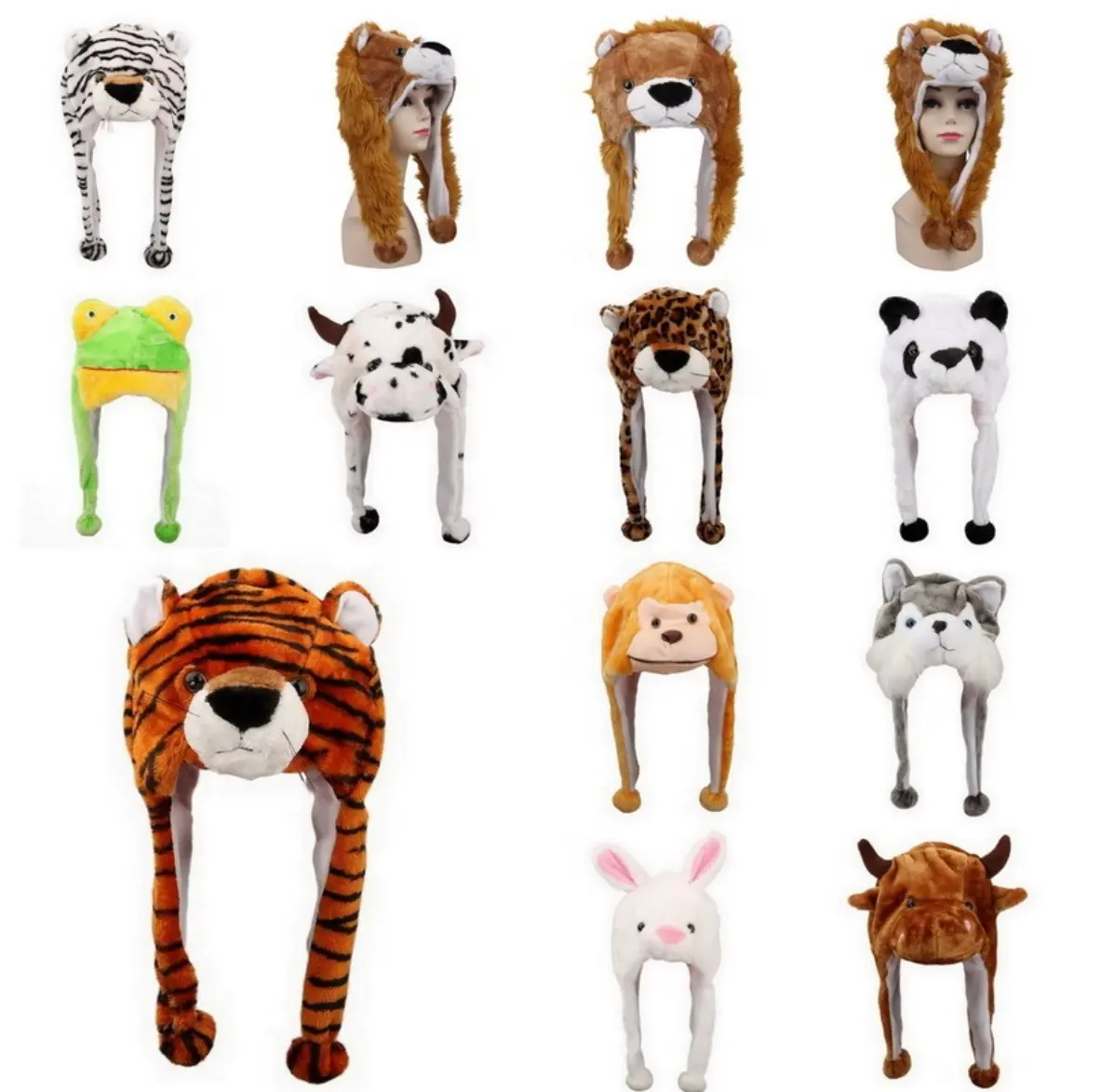 Chapéus bonitos Novidade Animal Hat Cat Panda Cães Engraçado Soft Warm Beanie Plush Inverno Chapéus