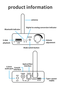 Receptor de diente azul 3 en 1, convertidor de audio digital a analógico, adaptador AUX de Reproducción USB analógica, 5,0 - Product Image 5