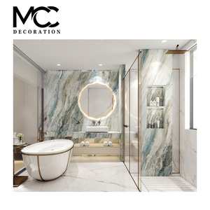 Mármol de piedra moderno de lujo para diseño de baño paredes de suelo de losa grande pulida representaciones 3D impermeables para aplicación de Villa - Product Image 1
