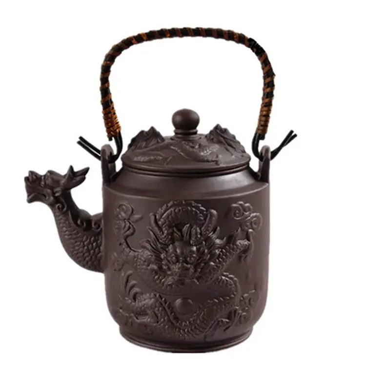 Tetera de cerámica marrón, tetera de té de dragón de arcilla púrpura china de 760ML, tetera Zisha Kung Fu de gran capacidad, marrón