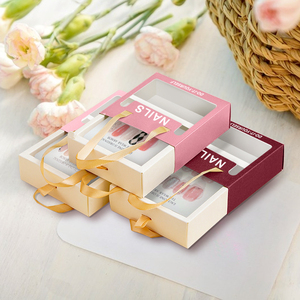 Logo personalizzato estrae il cassetto di imballaggio in carta scatola rettangolare con finestra aperta per scatola di imballaggio per unghie