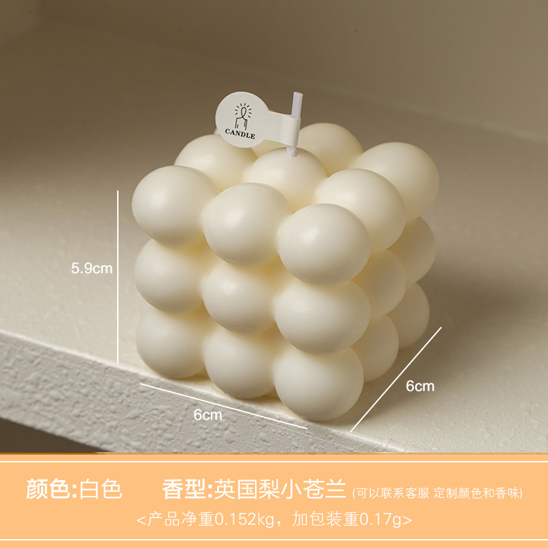 Cube candle white-english pear freesia