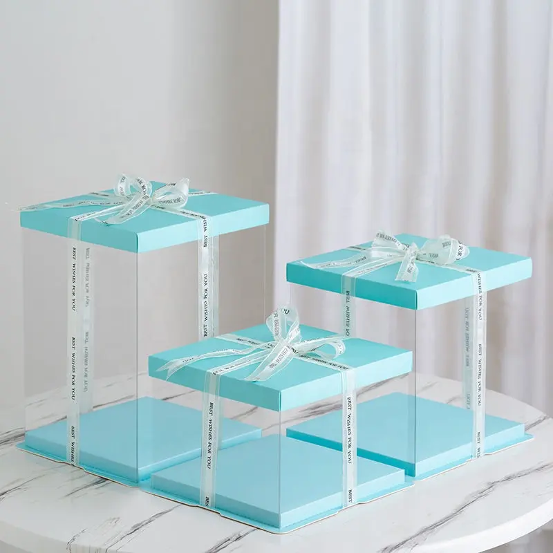 Fournisseurs en gros boîtes à gâteaux transparentes de couleur personnalisée boîte à gâteaux transparents en plastique de qualité alimentaire