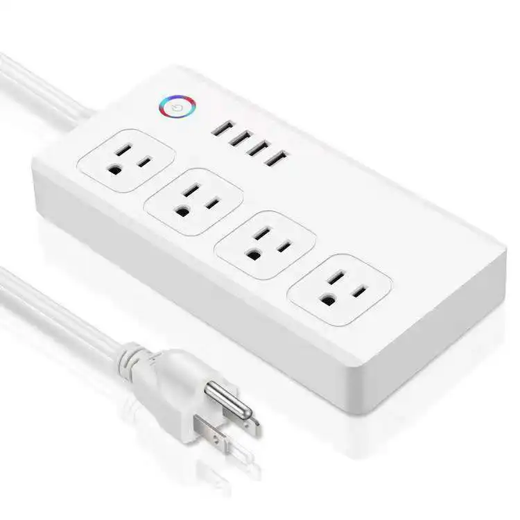 Prise Wifi intelligente Tuya, ue, avec 4 Usb, 220V, courant alternatif, Alexa 4 Ac, vente en gros