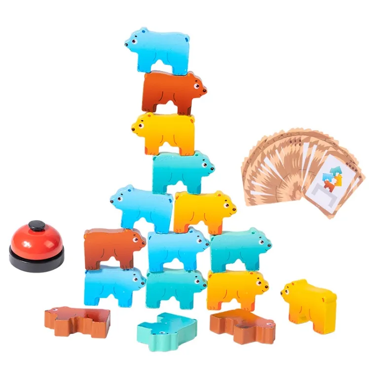 조기 교육 동물 스태킹 게임 나무 작은 곰 균형 빌딩 블록 장난감
