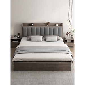 Quanyou katı ahşap kral yatak basit Modern kalın <span class=keywords><strong>1</strong></span> metre 8 çift yatak ana yatak odası için <span class=keywords><strong>1</strong></span> metre 5 kiralama ev <span class=keywords><strong>1</strong></span> metre 2 tek