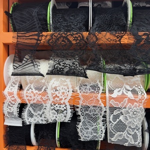 Erkoumi renda bordir ramah lingkungan potong lembut hitam dan putih renda renda bulu mata kerudung untuk Lingerie dan pakaian tidur - Product Image 3