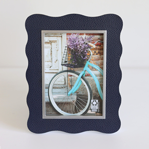 Custom OEM ODM Irregular Wavy Squiggle Organic Shape Scalloped Photo <strong>Frame</strong> Scallop Shaped Faux Leather Textured Picture <strong>Frames</strong> - Product Image 5