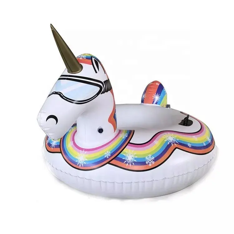 Disesuaikan Tahan Lama PVC Inflatable Unicorn Salju Rider Tabung Mainan untuk Orang Dewasa dan Anak-anak