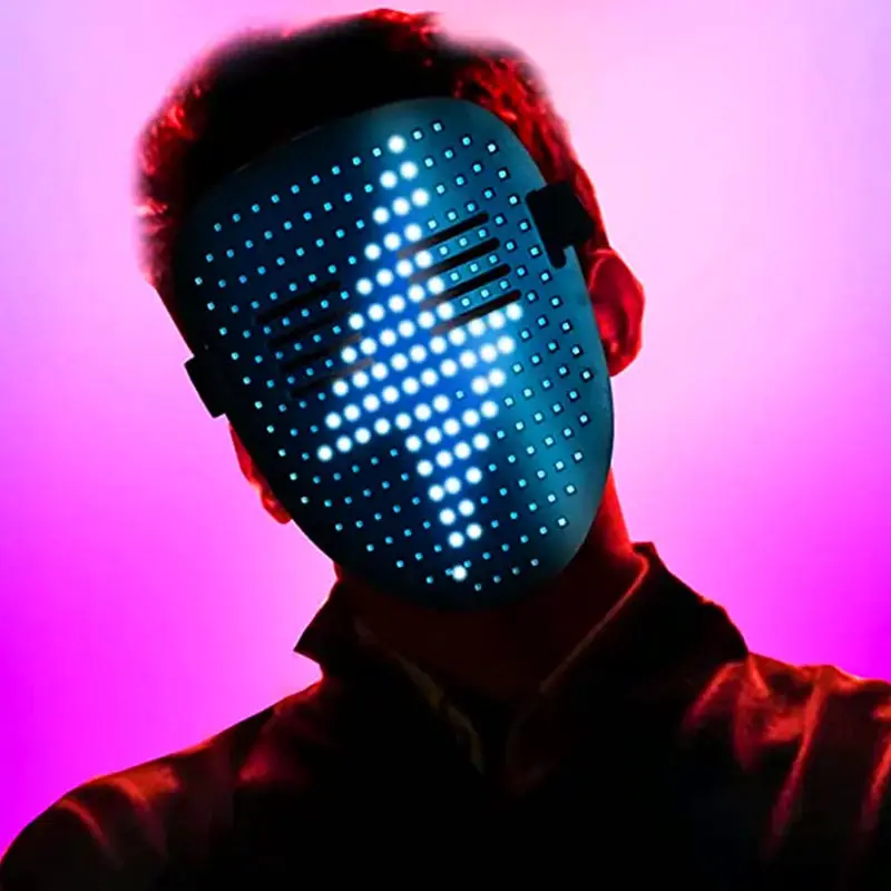 50 patrones Led máscara de luz Control de gestos cambio de cara, accesorios de Cosplay para DJ fiesta máscaras de Halloween disfraz de Mascarada