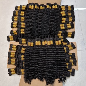 Sâu sóng con người bện tóc số lượng lớn phần mở rộng không có sợi ngang 100% chưa qua chế biến Ấn Độ xoăn Remy số lượng lớn tóc con người cho bện - Product Image 2