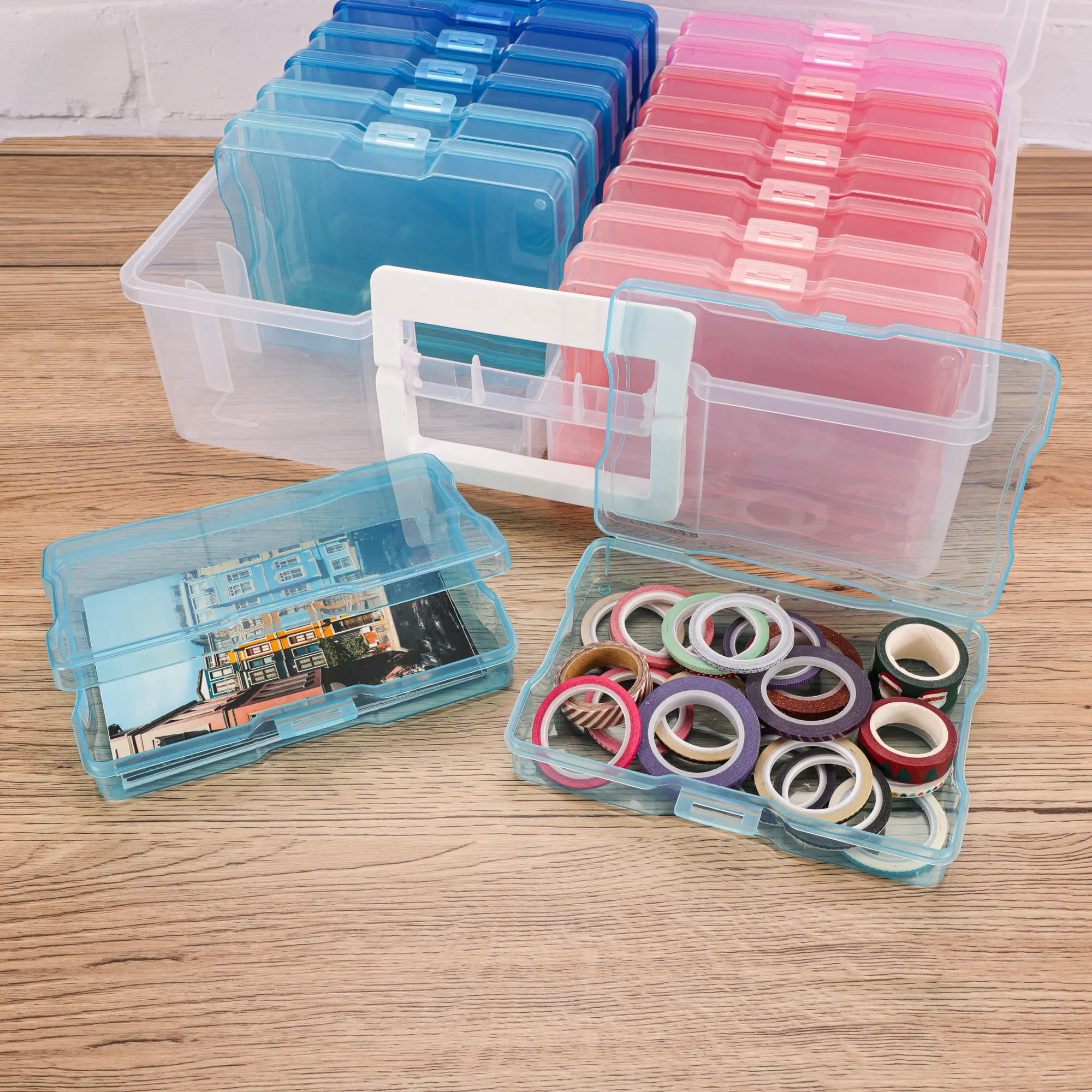 29514 Multifunktionale Aufbewahrungsbox aus Kunststoff enthält 16 Aufbewahrungsboxen für Fotos, Karten und Stationärmaterialien Aufbewahrung