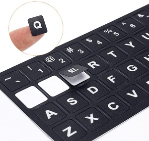 Universal English US <strong>Keyboard</strong> Stickers, Full Set of Computer Individual Keycaps <strong>Replacement</strong> <strong>Keys</strong> Black Background White Letters - Product Image 1