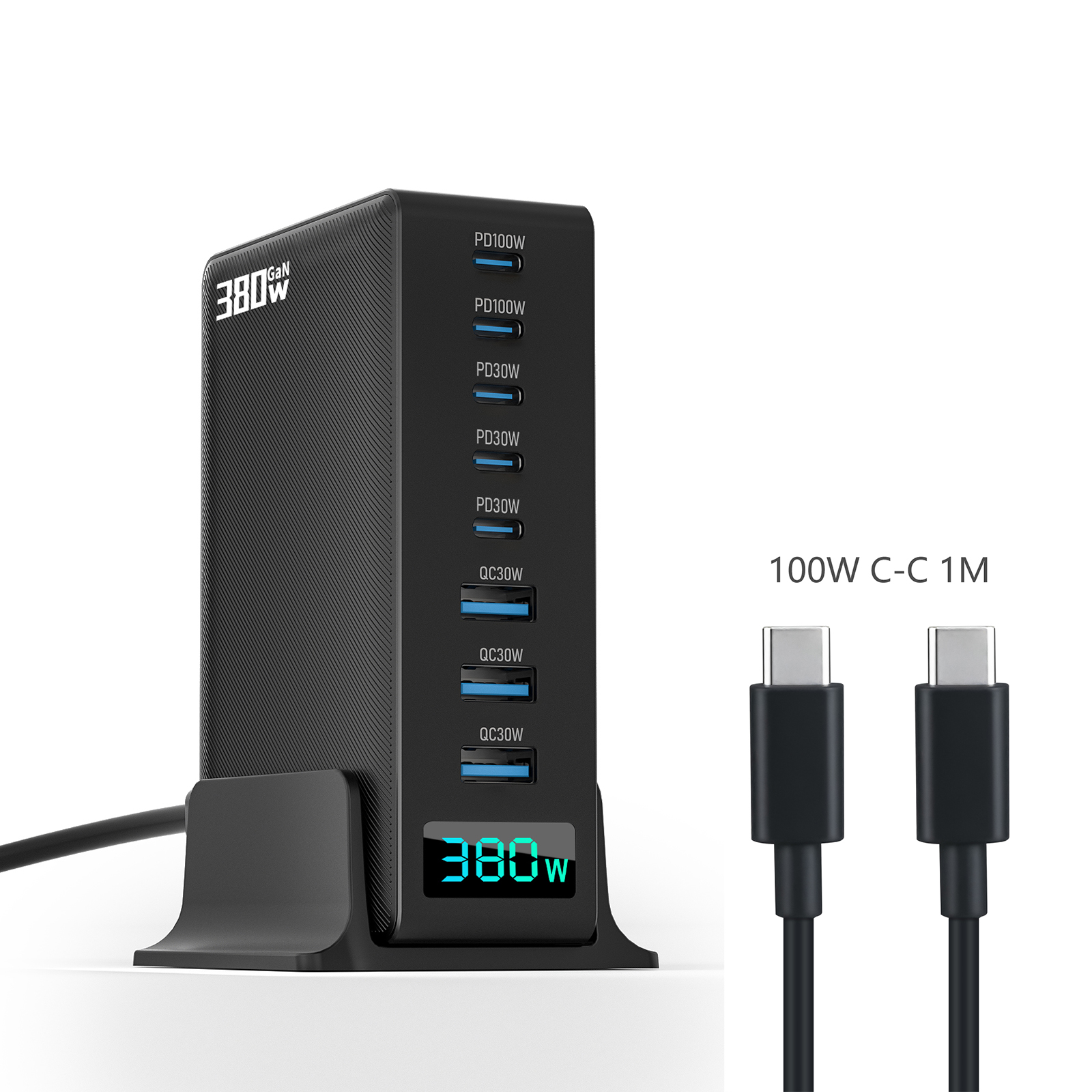 Chargeur 380W Noir + Câble 1M 100W