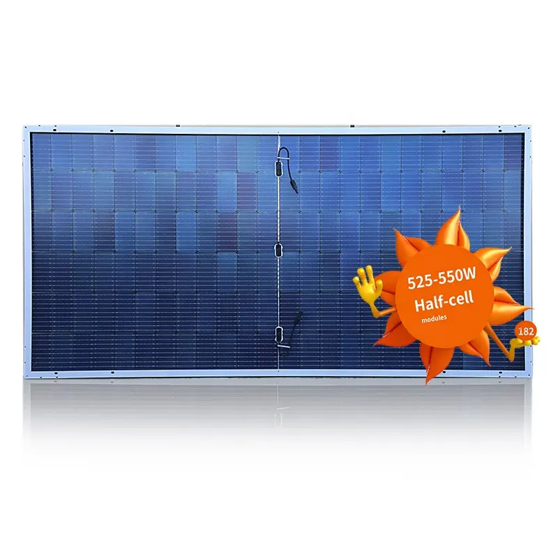 Panel surya Kanada paling terpasang 550 w-560 W 182mm sel surya setengah sel Bifacial langsung dari pasokan Tiongkok