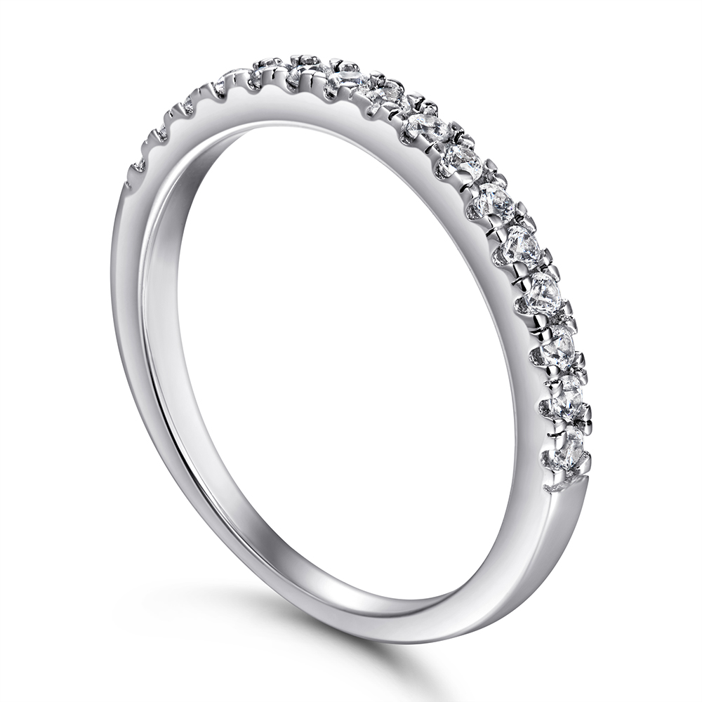 Rhodium Plated-half Pave eternity