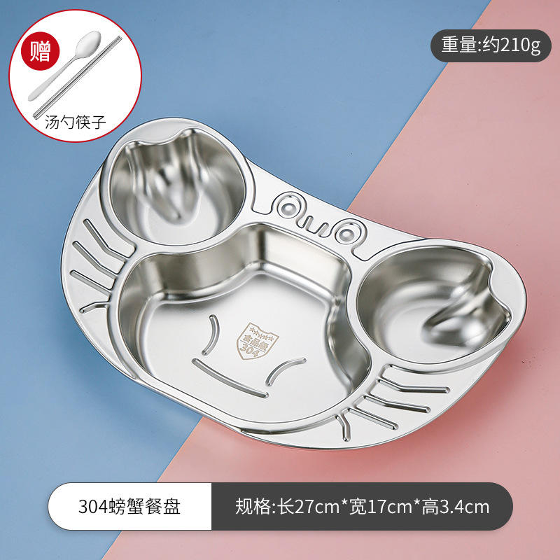 304 crabe trois compartiment plaque de restauration rapide