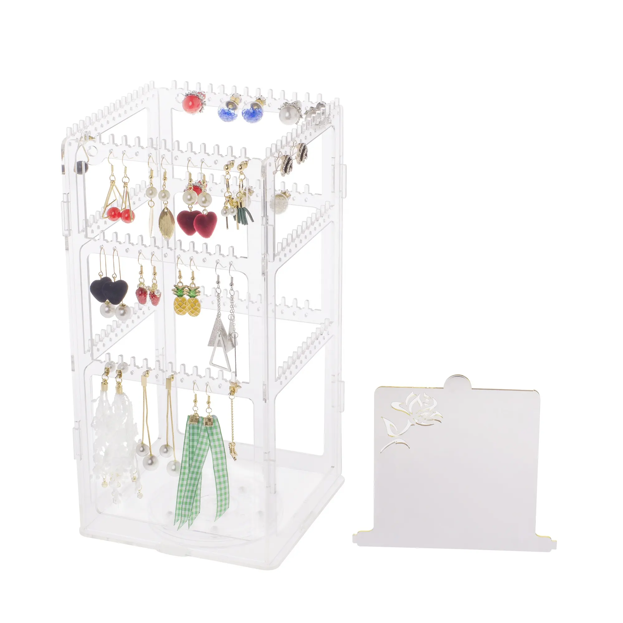 Choix amusant haute qualité 360 rotatif porte-bijoux porte-boucle d'oreille support affichage 4 niveaux affichage pour magasin