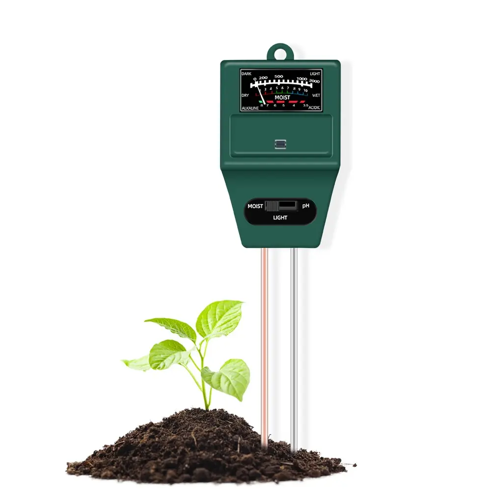 Monitor de luz solar 3 en 1 para jardín, higrómetro de acidez para flores hidropónicas, medidor de PH, humedad del suelo y humedad