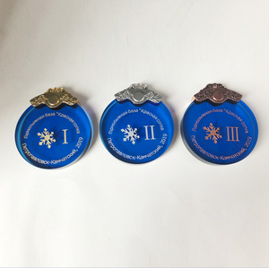 Leere klare und blaue Kristallglas geformte Medaillon-Medaillen MH-J0948 - Product Image 4