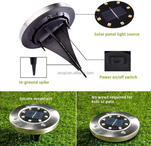 8 <strong>Led</strong> Stainless Steel Solar Deck Light Pathway Buried Outdoor in Ground Landscape Light Solar Garden Light - Product Image 5
