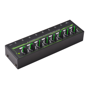 Amplificador de auriculares estéreo de 8 canales Amplificador de auriculares de audio con adaptador de corriente DC 12V 6,35mm Interfaz de entrada/salida