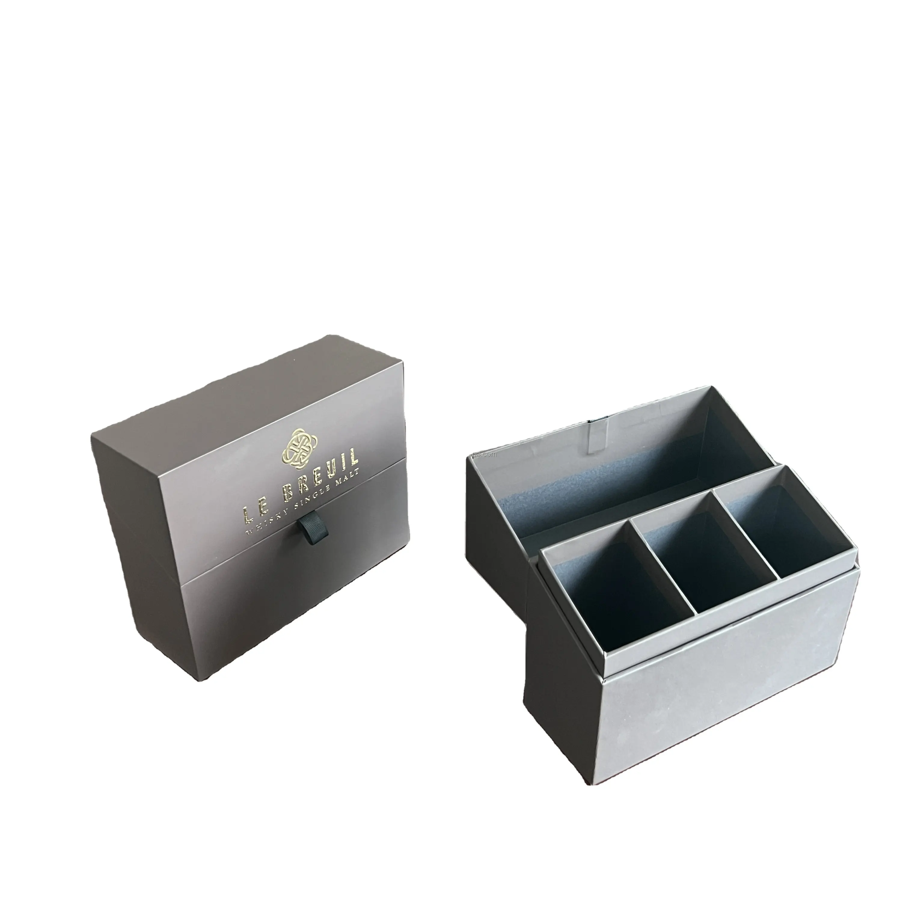 Scatola di vino magnetica personalizzata da 3 bottiglie scatola di vino magnetica con Logo in rilievo in lamina d'oro Set scatola da tè alla frutta scatola regalo di lusso in carta di cartone