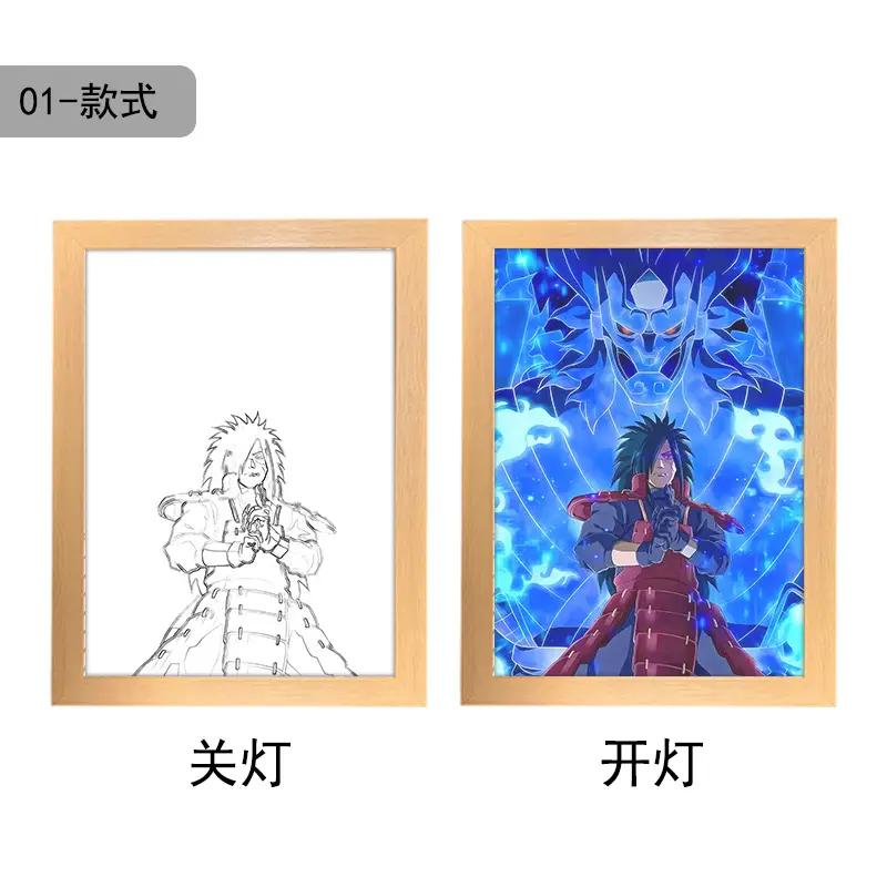 22 Designs 23 × 17 cm Anime Kakashi in Dekor Led-Lichtmalerei usb-Stecker dimmbare Wand Anime-Aufschlagschachtel Nachtlicht-Lampenschachtel