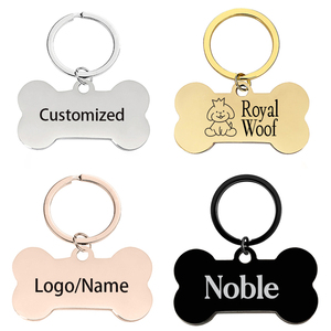 XINTONG Factory <strong>Blank</strong> <strong>Material</strong> <strong>Laser</strong> logo Hollow Stainless Steel Paw Print Pet Pendant Bone Dog Tag Engraved Keychain