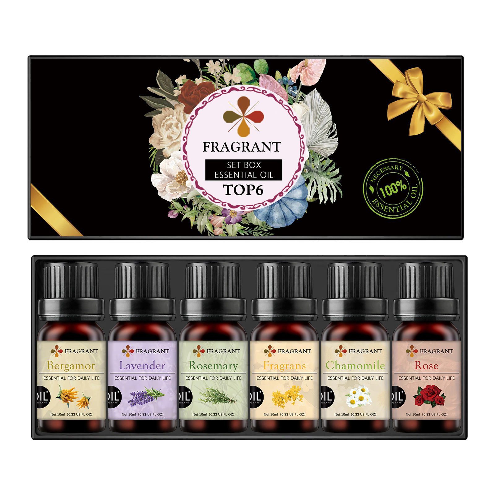 Bergamot, lavender, rosemary, osmanthus, chamomile, rose GUI