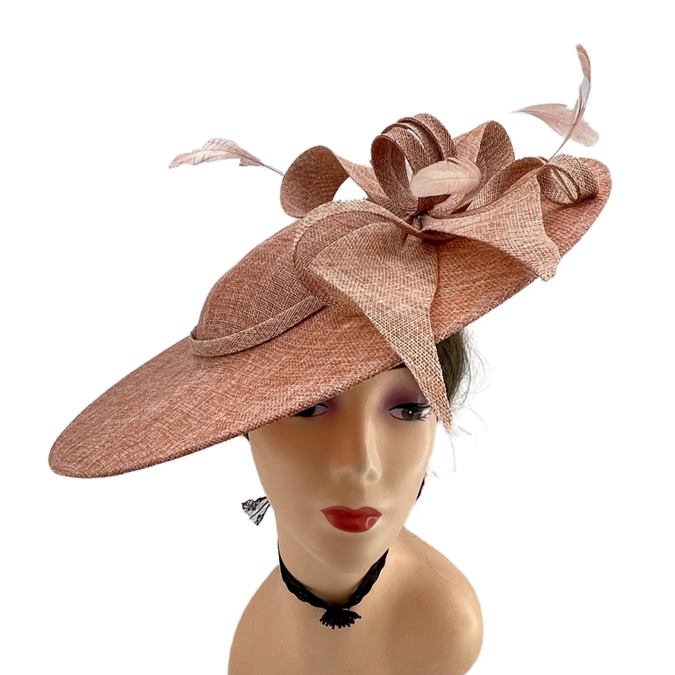 Kentucky Derby Chapéus para Mulheres-Large Brim Sinamay Fascinators Bowknot Fascinator Chapéus Packable