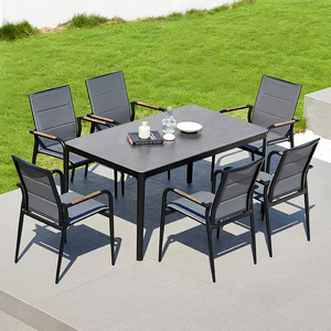 Ngoài trời terrance đơn giản giản giản dị mây vải xám bàn ăn và gardenchairs - Product Image 6