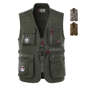 Heren Casual Mesh <span class=keywords><strong>Vest</strong></span> Lichtgewicht Outdoor Visjack Met V-Hals Kraag Multi Zakken Voor Zomer Safari Reizen